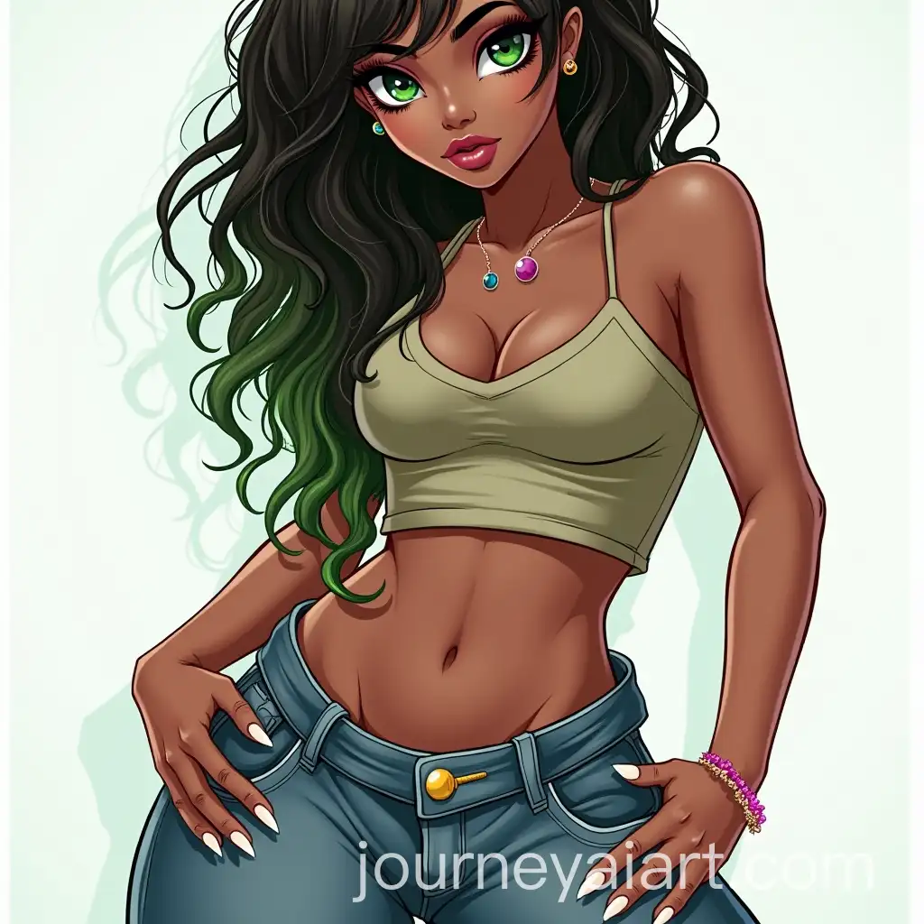 Hip-Hop-Girl-with-Baggy-Jeans-Green-Streaked-Hair-and-Stylish-Makeup