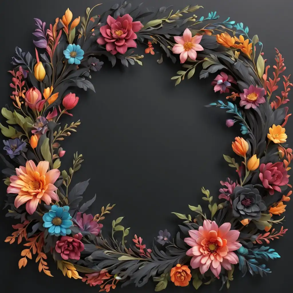 Vibrant-Floral-Design-Framed-by-an-Elegant-Black-Wreath