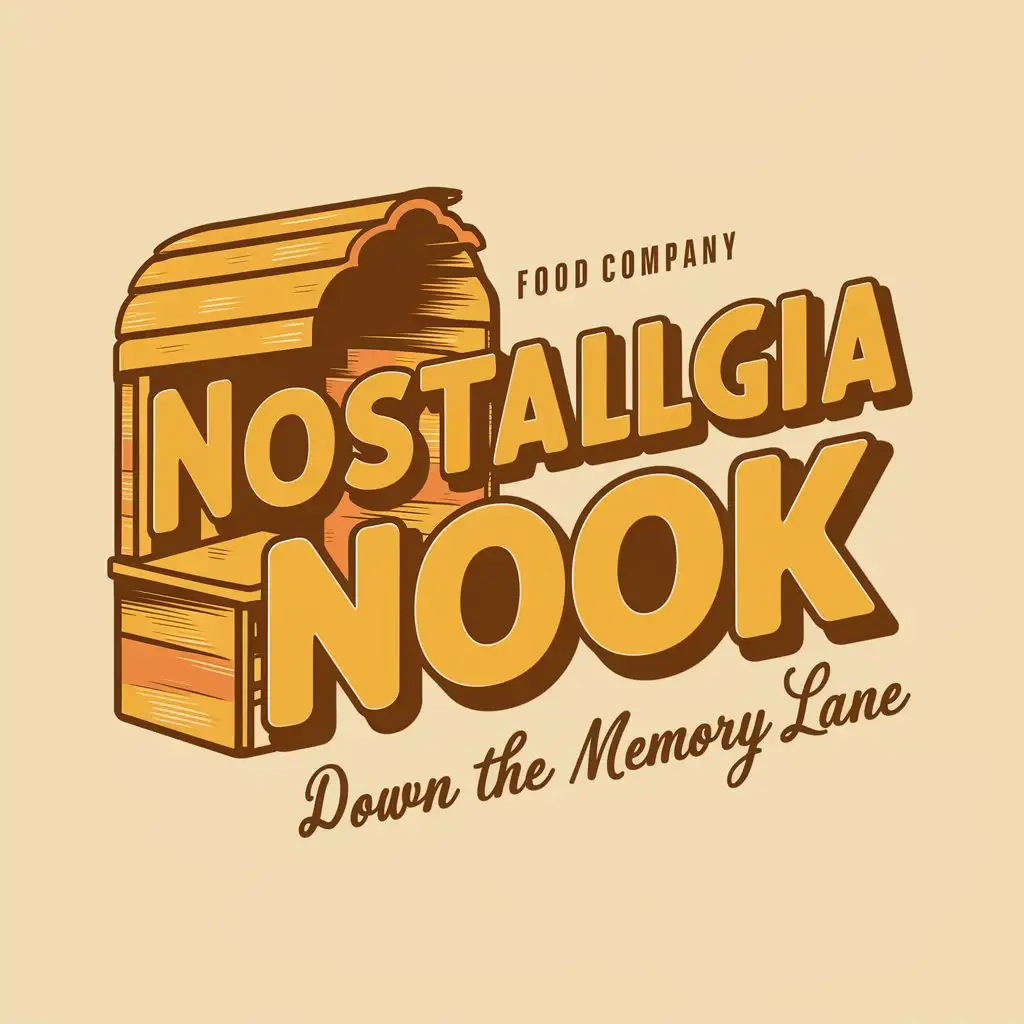 Retro Logo Design for Nostalgia Nook with Bright Colors and Tagline Down the Memory Lane