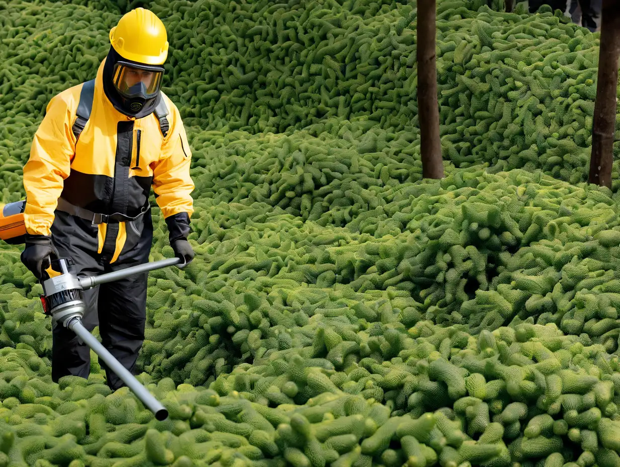 Man in Protective Clothing Operating Industrial Machine