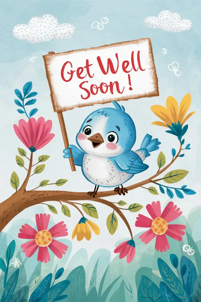 Cheerful Floral Get Well Soon Card Design