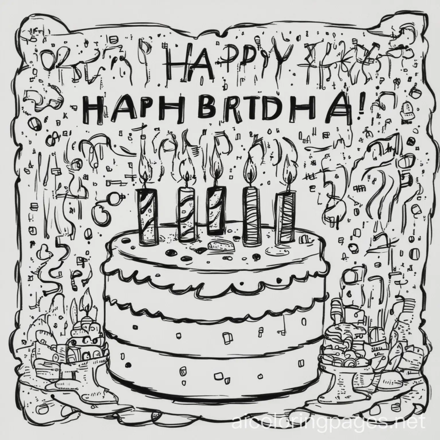 Colorful-Birthday-Celebration-Coloring-Page-with-EasytoColor-Line-Art