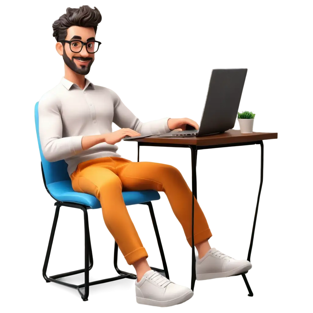 Fun-and-Crazy-Cartoon-Character-PNG-Man-Sitting-in-Chair-Working-on-Laptop