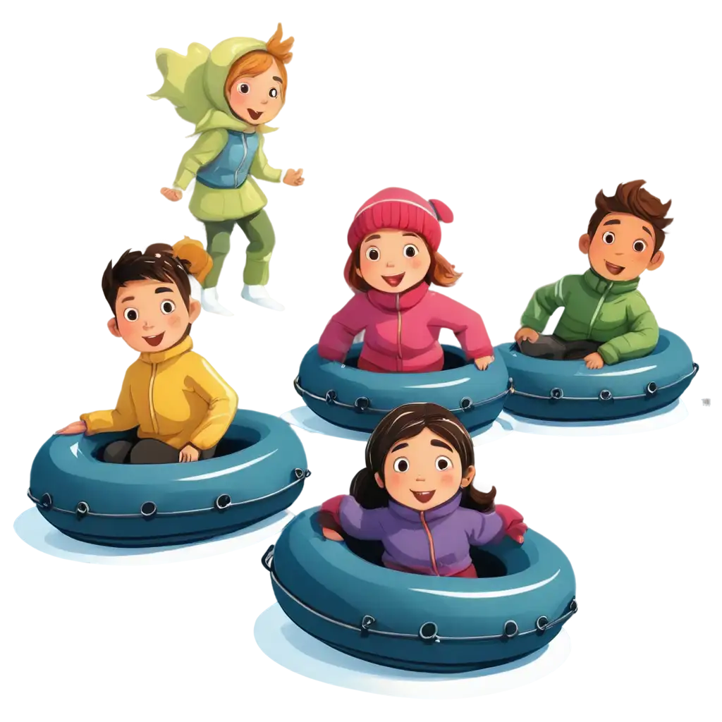 Cartoon-Kids-Snow-Tubing-PNG-Fun-and-HighQuality-Snow-Tubing-Adventure-Image