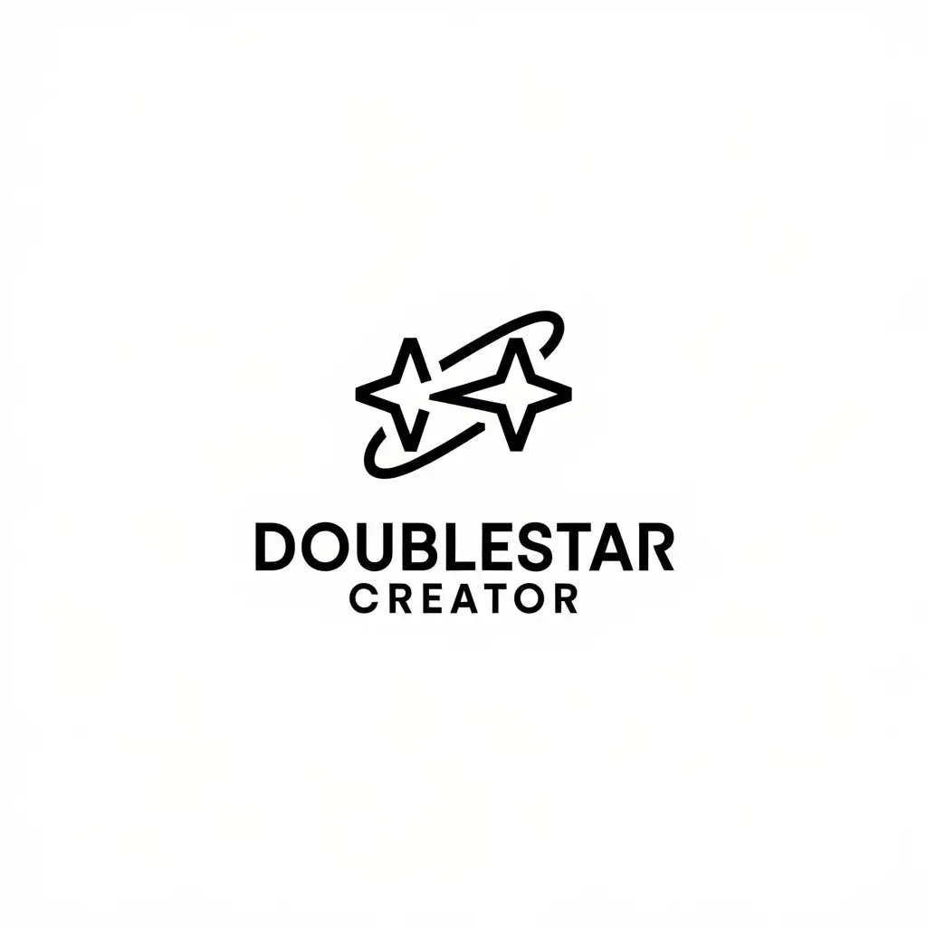 a vector logo design,with the text "Doublestar Creator", main symbol:Stars, dual stars, trajectory,Minimalistic,be used in Internet industry,clear background