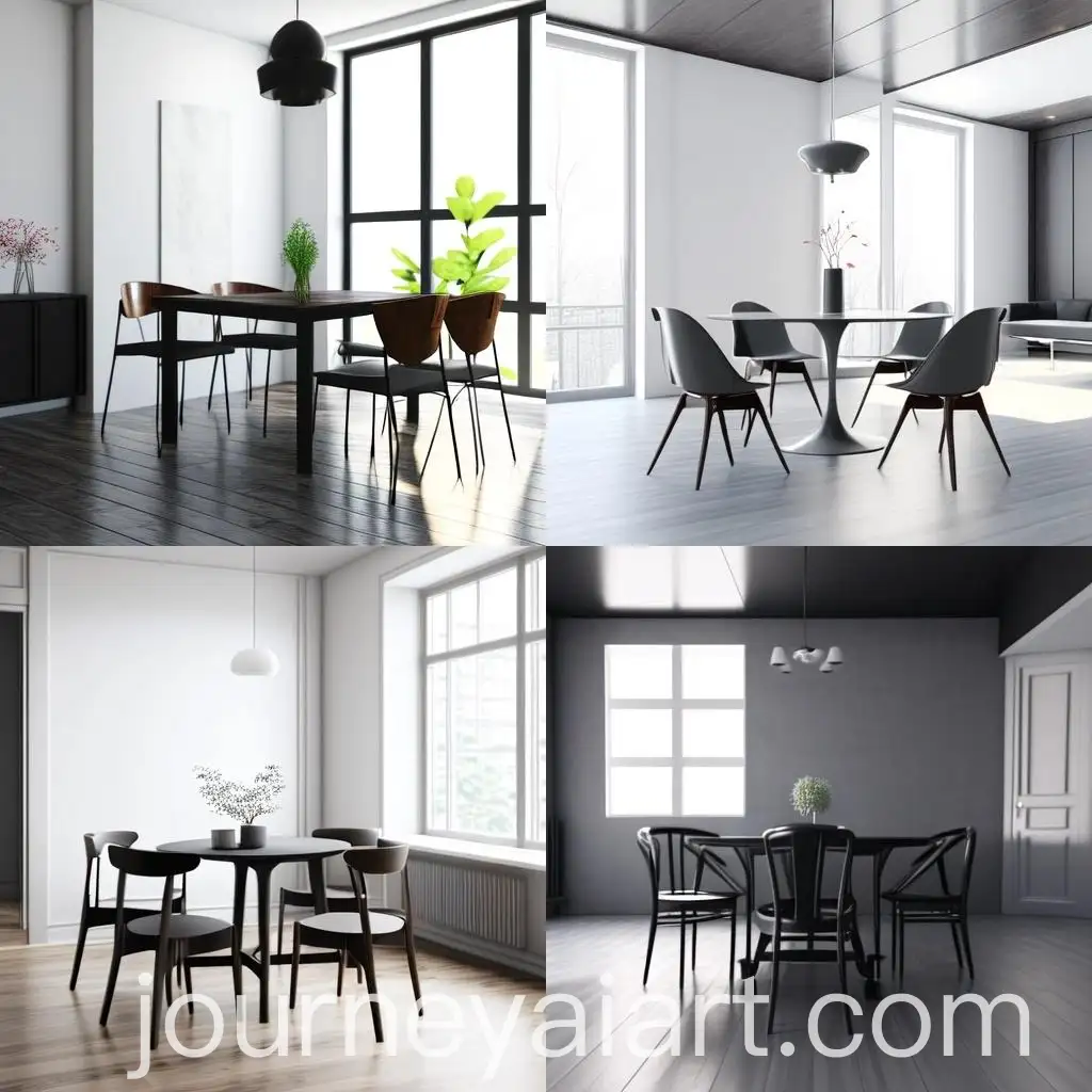 Hyperrealistic-Indoor-Dining-Room-with-Dark-Wooden-Tulip-Table-and-Chairs