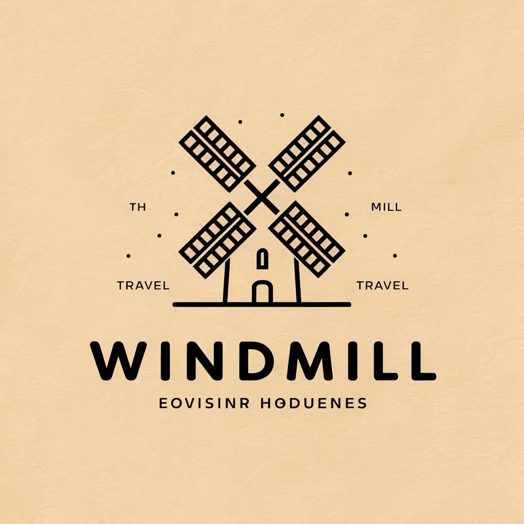 LOGO Design For Windmill Mill Symbol in Moderate Style for Travel Industry