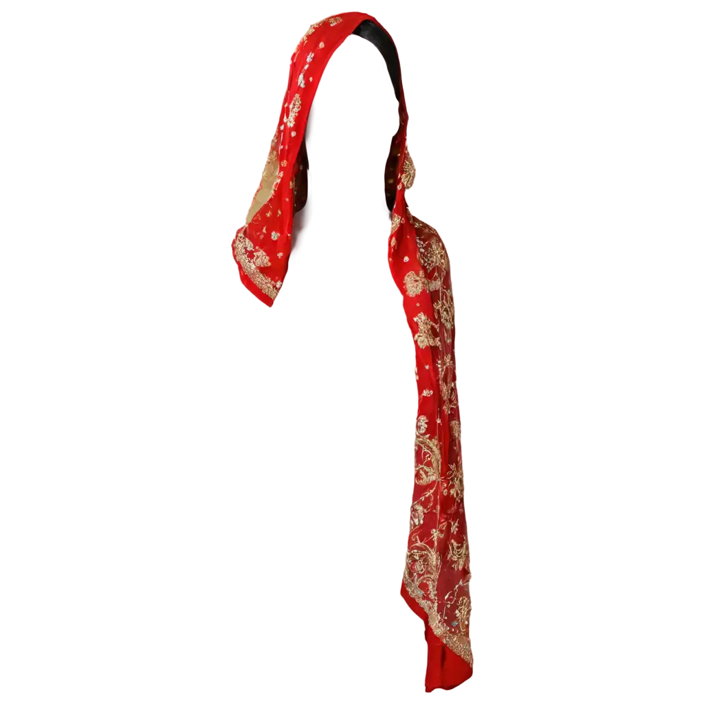 Red-Indian-Dupatta-Vail-Transparent-PNG-Elegant-and-Versatile-Digital-Asset-for-Creative-Projects
