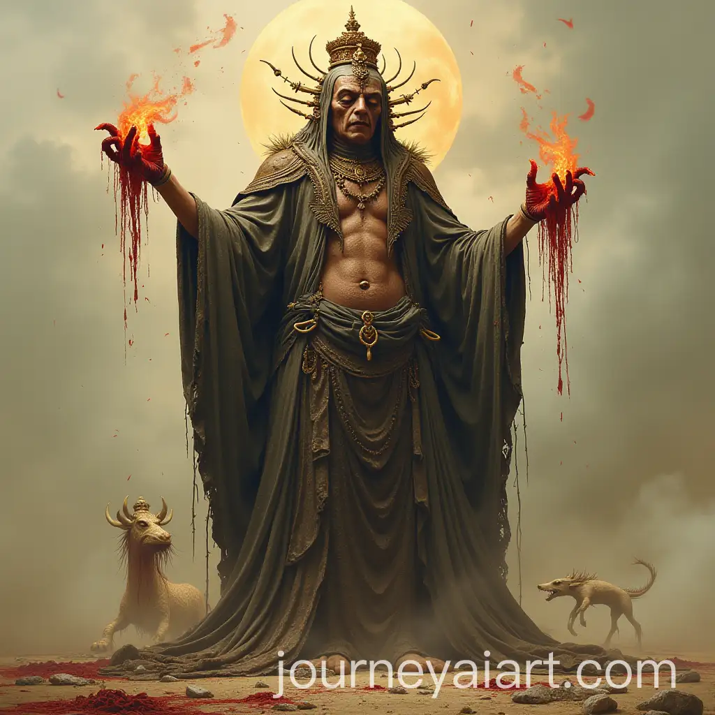 SurrealAI-Art-Prompt-Expansion-BuddhistInspired-Monster-with-Horrifying-Features