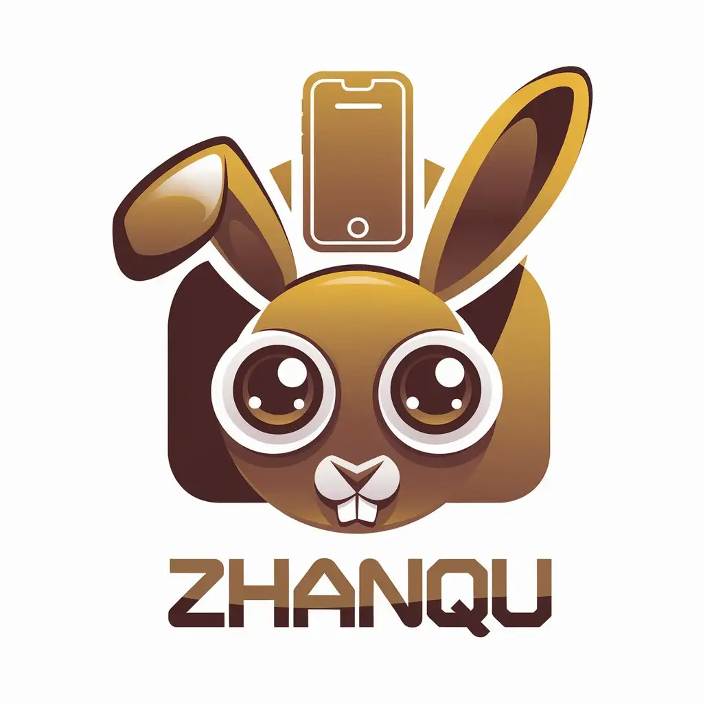 a vector logo design,with the text "Zhangqu", main symbol:rabbit, phone,Moderate,be used in Internet industry,clear background