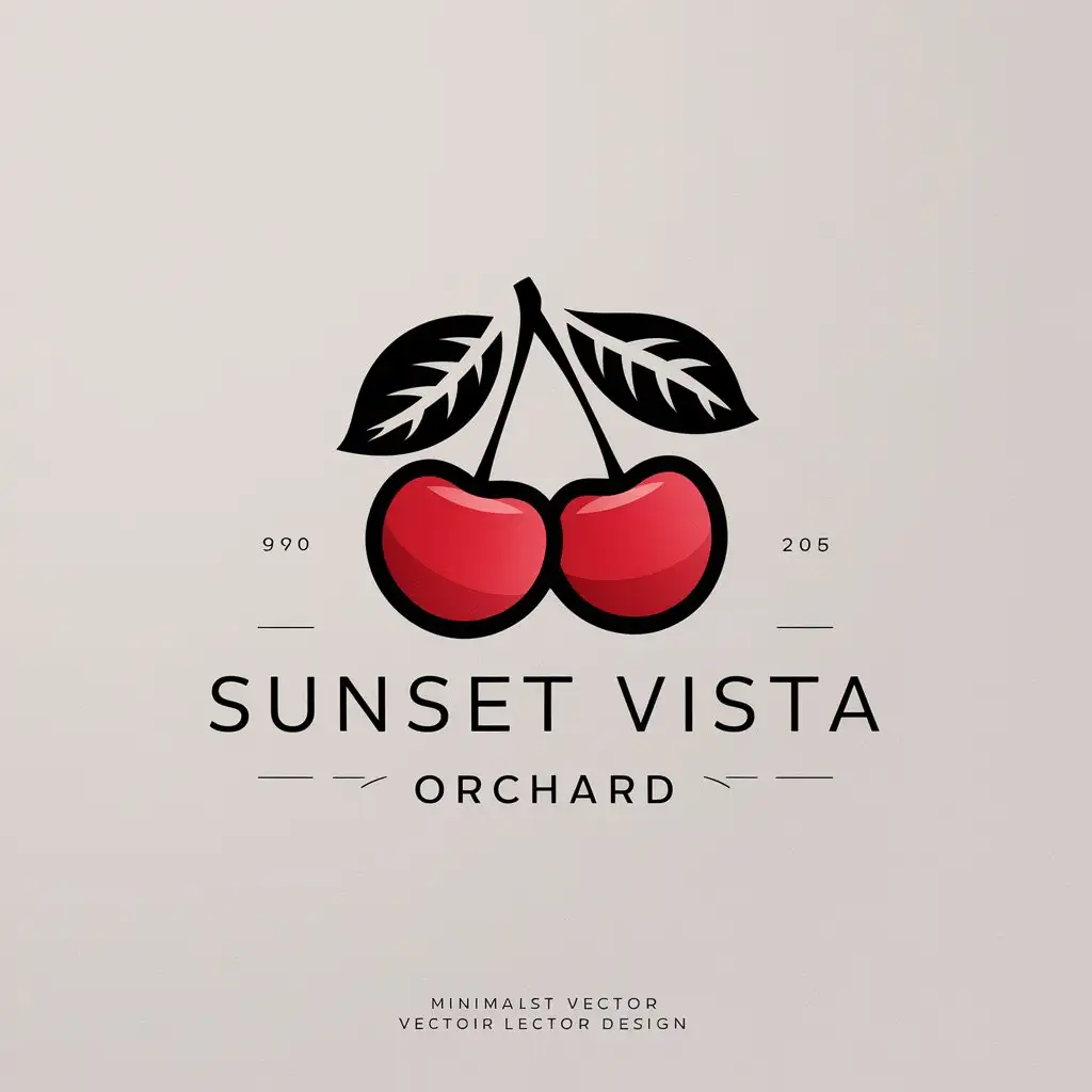 LOGO Design for Sunset Vista Orchard Minimalist Cherry Theme with Red and Ranier Cherries