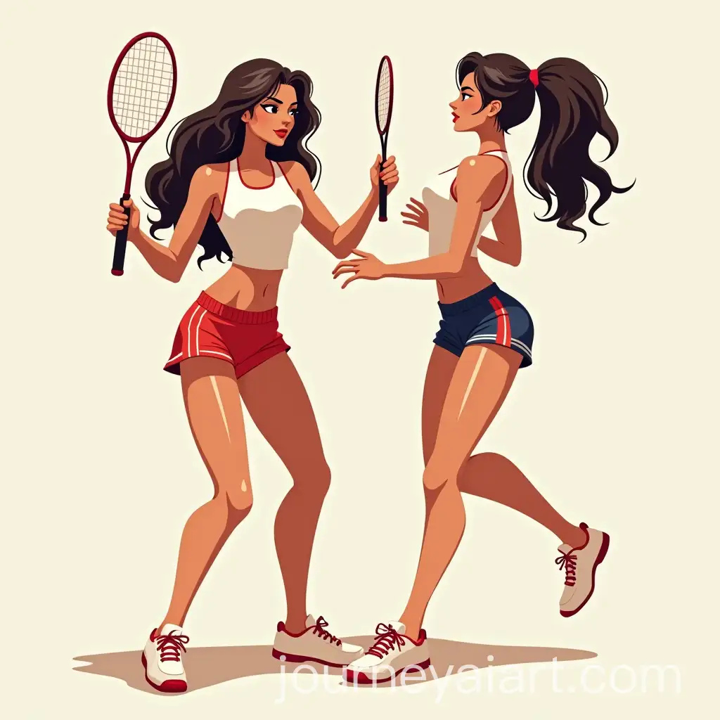 Two-Muscular-Women-Playing-Badminton-in-Sporty-Outfits-Group-Chat-Profile-Picture