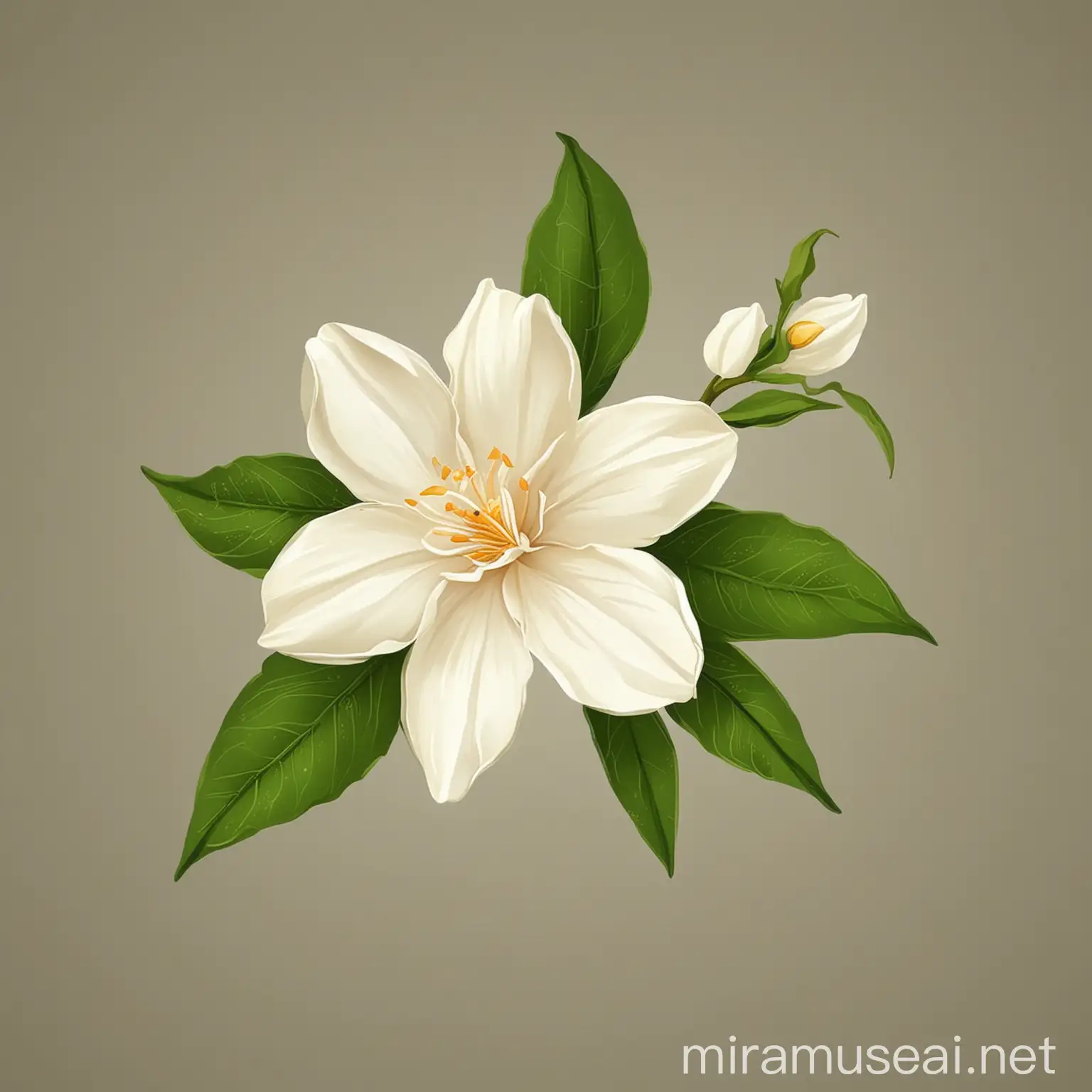 Jasmine Flower on Plain Background Vector Art