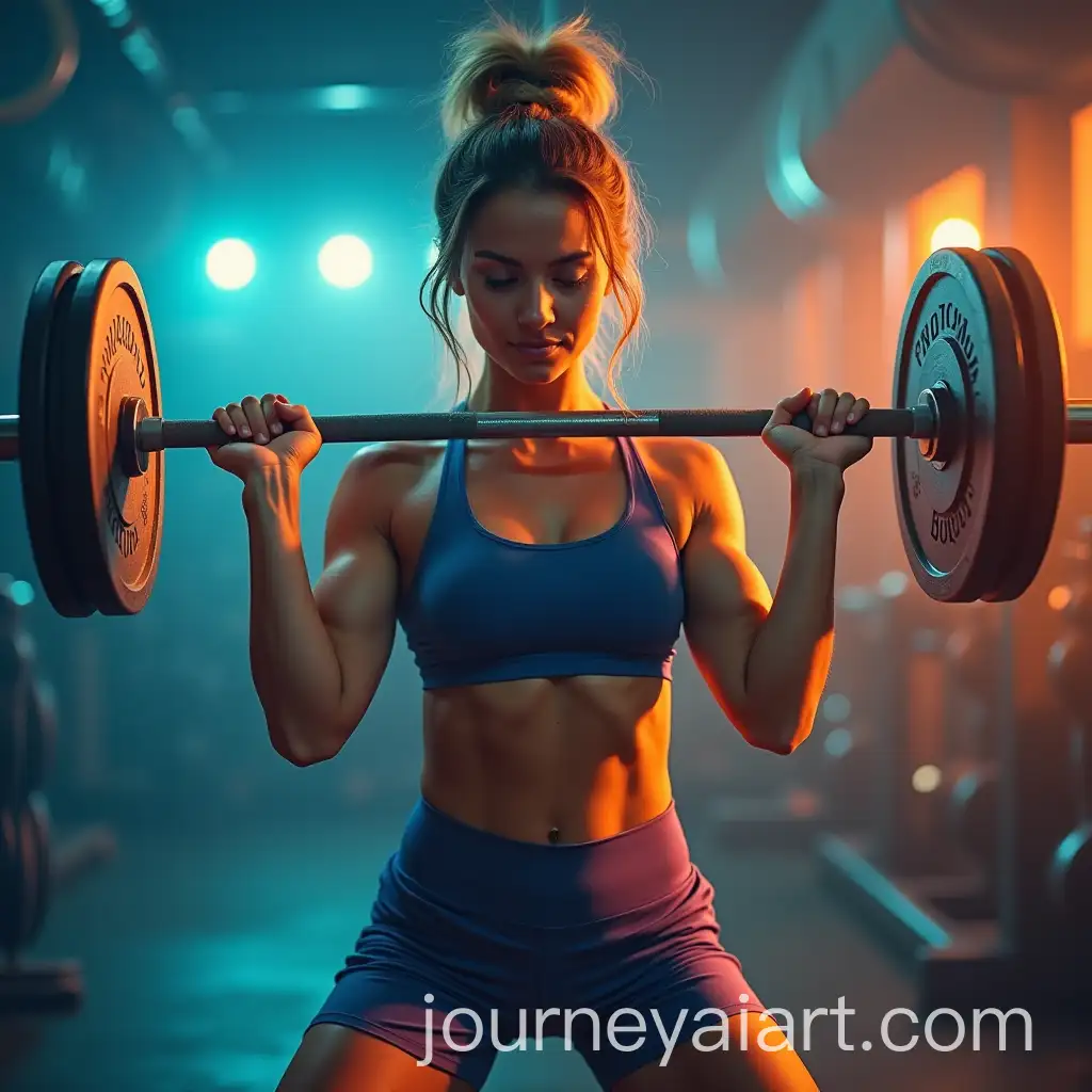 Woman-Weightlifting-with-Energetic-Blue-and-Orange-Background