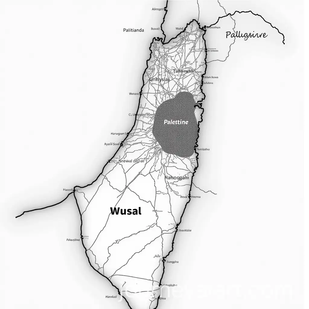 Black-and-White-Map-of-Palestine-Featuring-Taibughraphy-Wusal