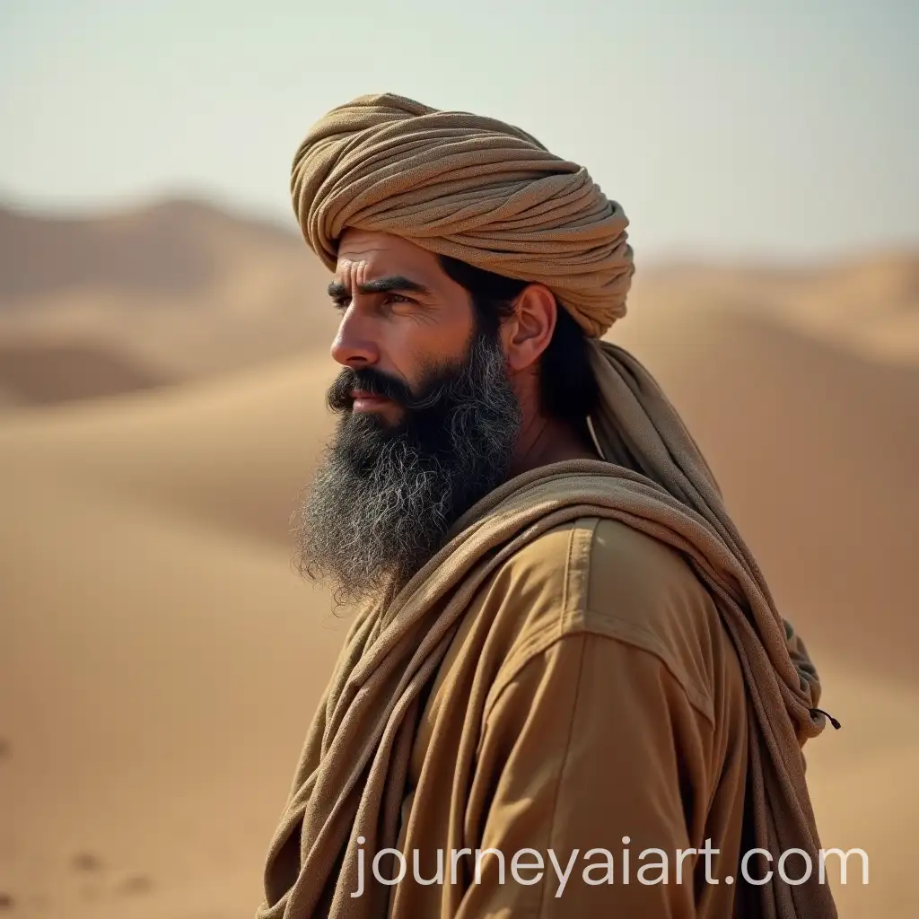 Man-in-Traditional-Bedouin-Clothing-with-Turban-and-Beard