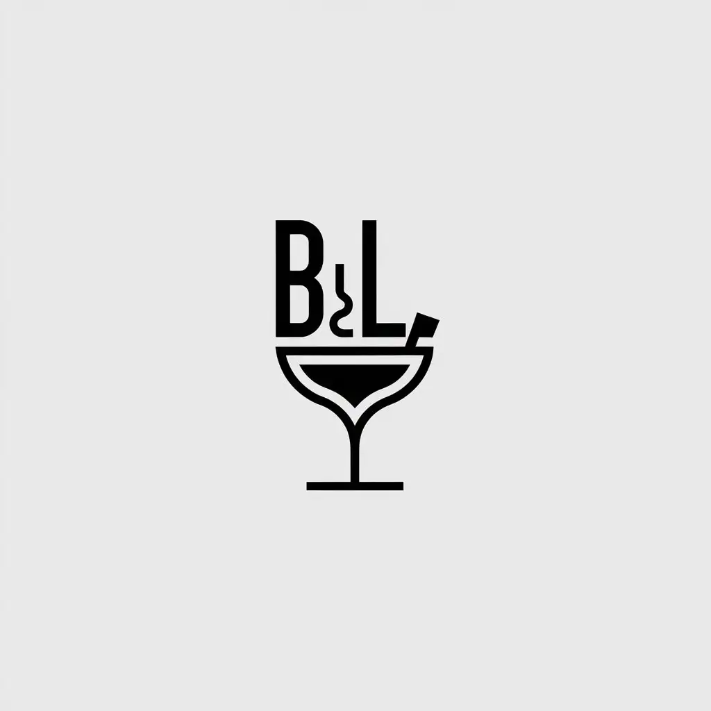 LOGO Design For B L Minimalistic Vector Logo with Nookah Cocktail and Smoke Elements