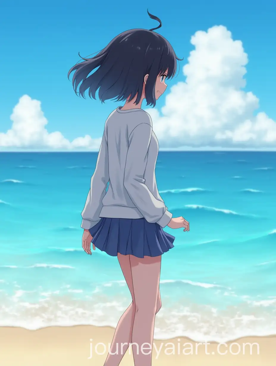 Anime-Girl-on-a-Beach-Under-a-Cloudy-Sky