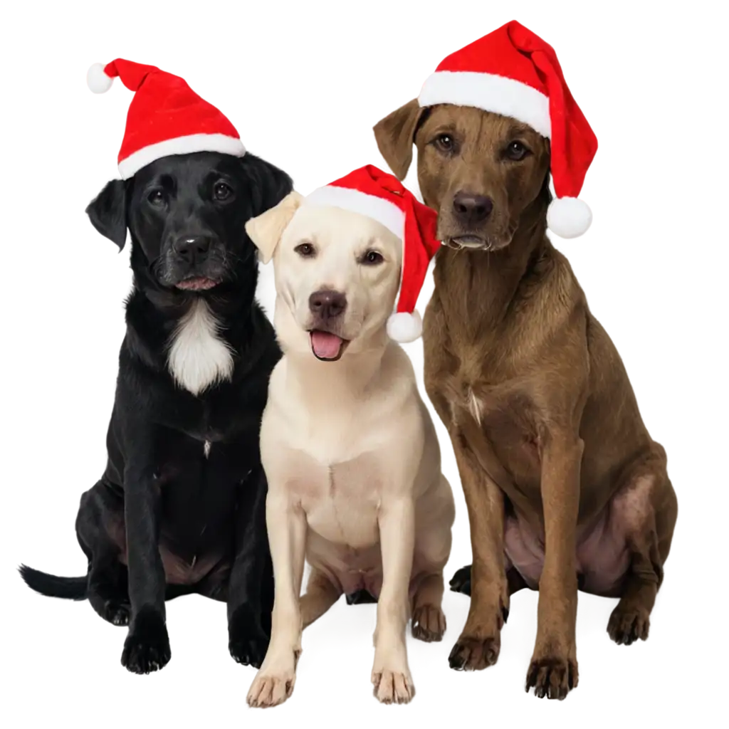 Four-Happy-Dogs-in-Christmas-Costumes-PNG-Image-for-Holiday-Cheer