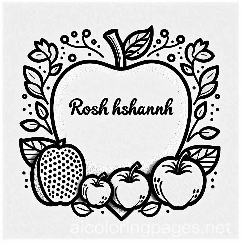 Rosh-Hashanah-Apple-and-Honey-Coloring-Card-with-Elegant-Line-Art