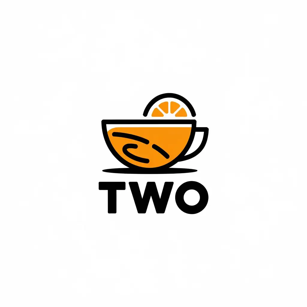 LOGO-Design-for-TWO-Tea-Symbol-with-Orange-Accents-on-a-Clear-Background