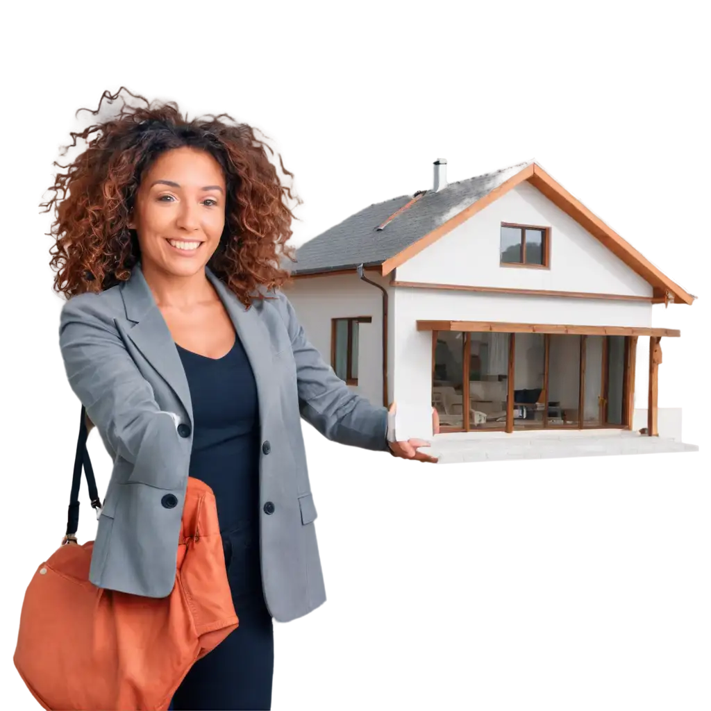 Joyful-Woman-Standing-in-Front-of-Newly-Built-House-PNG-Image-for-Homeownership-Celebration