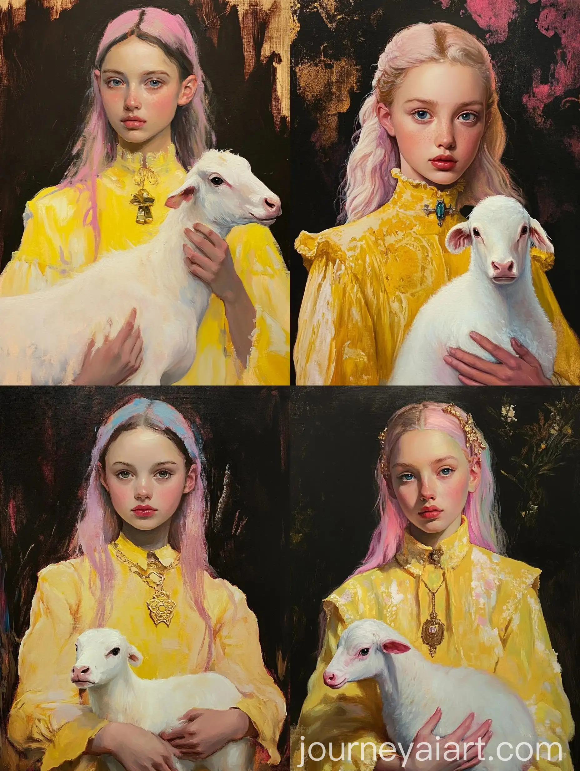 Girl-in-Yellow-Clothes-Posing-with-Bright-White-Calf