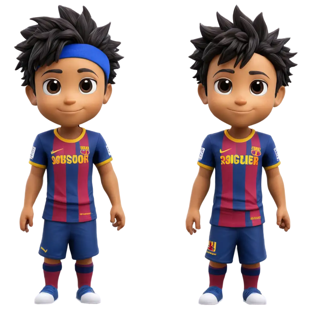 make neymar in barcelona tshirt as a chibi anime kid