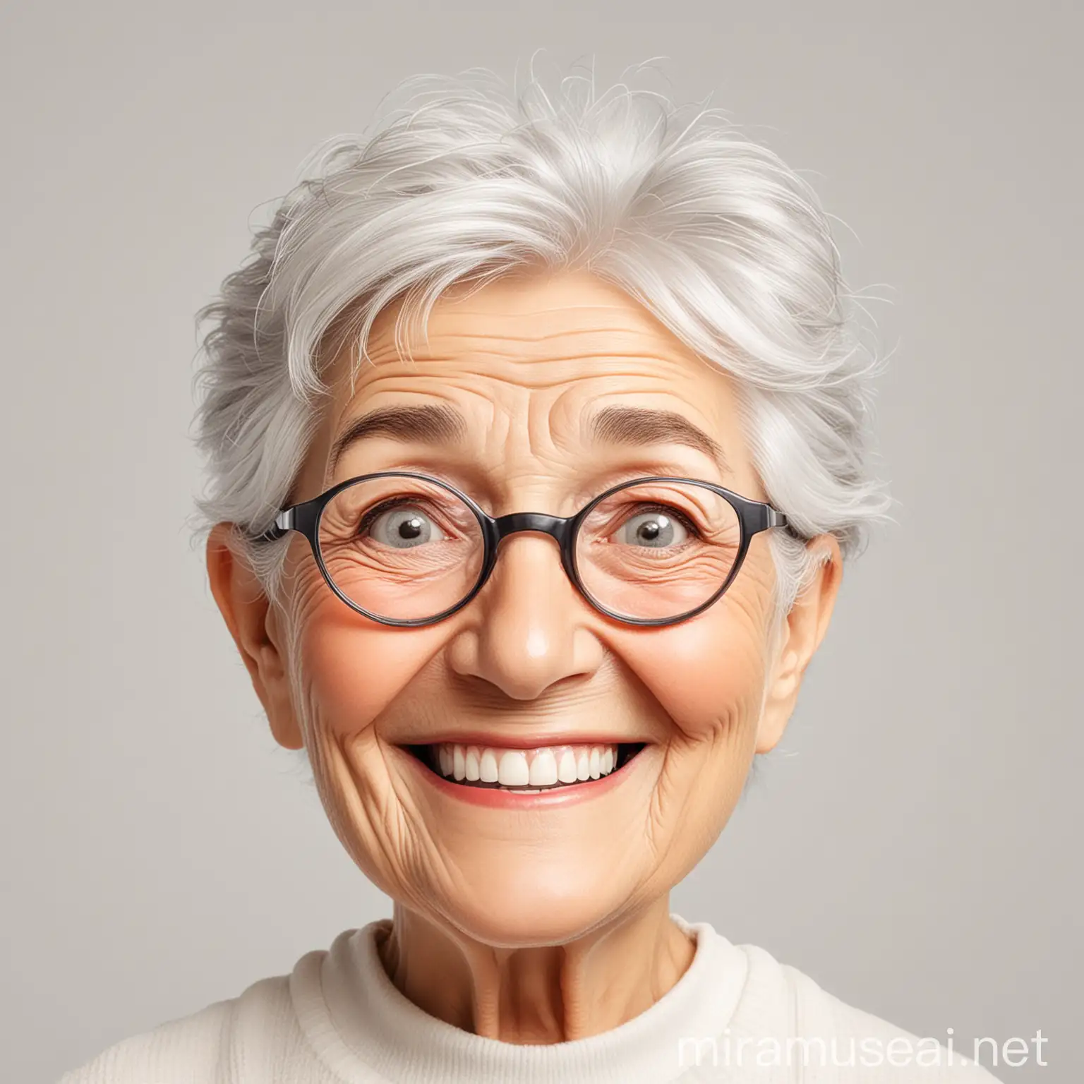 Cheerful Grandma Clipart in Minimalist Style