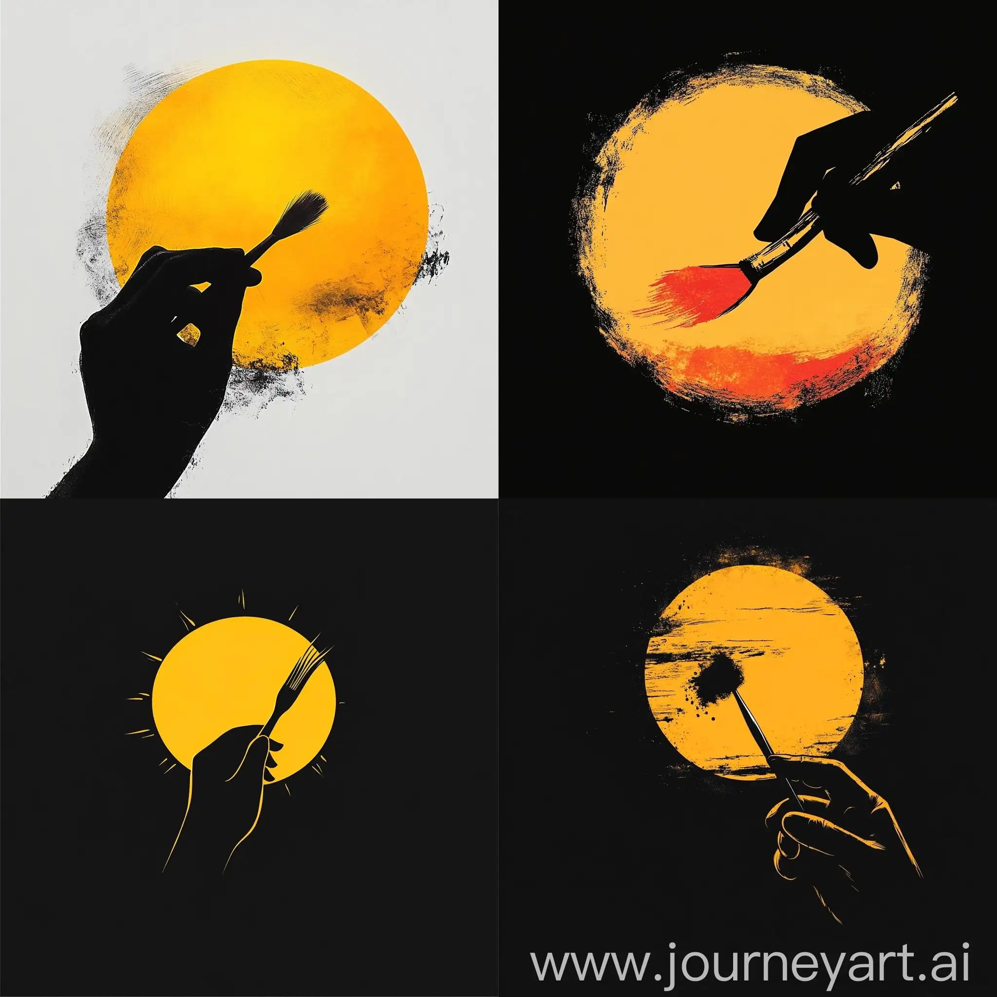 Artist-Painting-in-Bright-Chiaroscuro-Light-with-Minimalist-Logo-Design