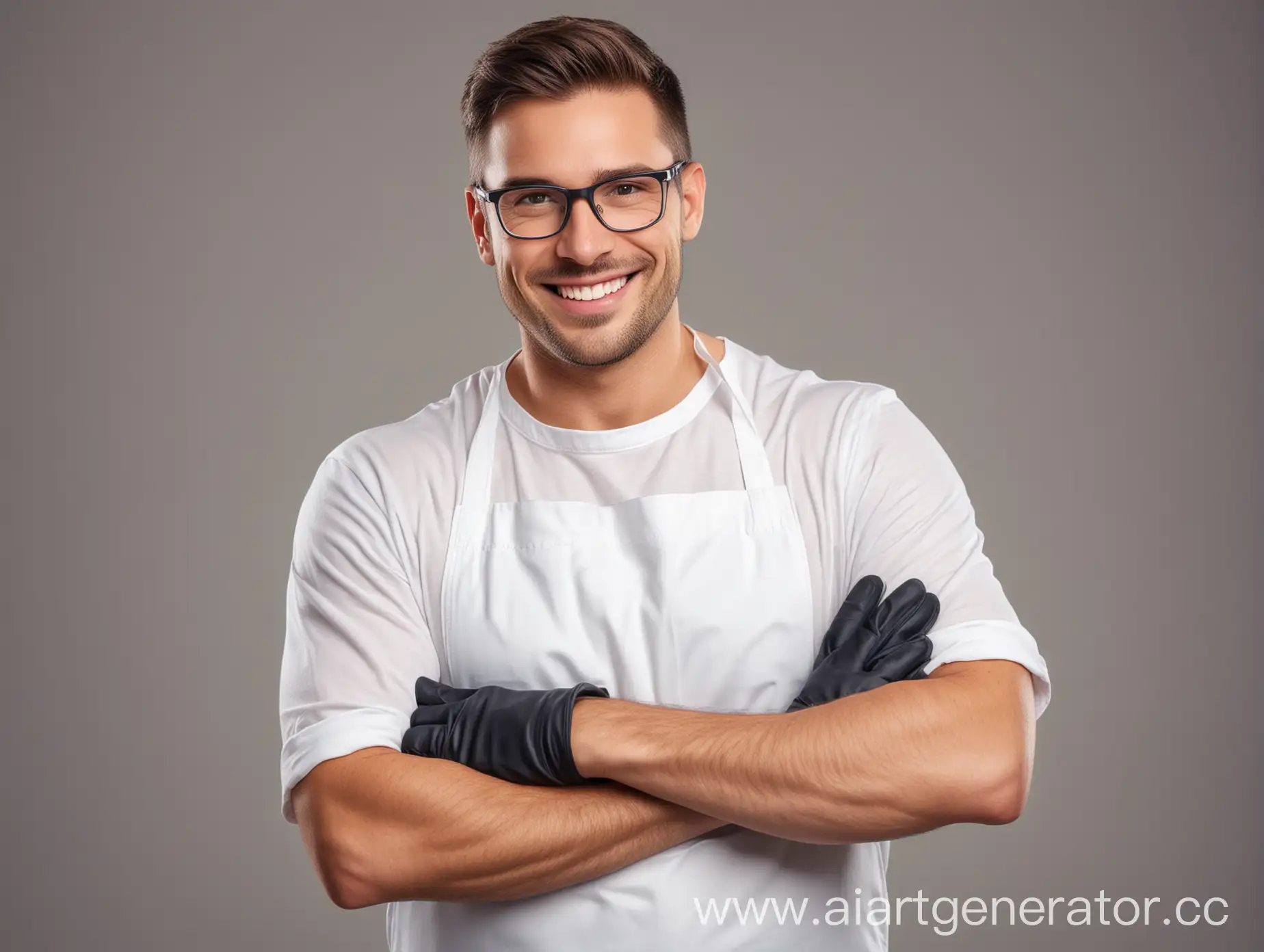 Confident-Construction-Worker-Smiling-in-White-Apron-and-Safety-Gear