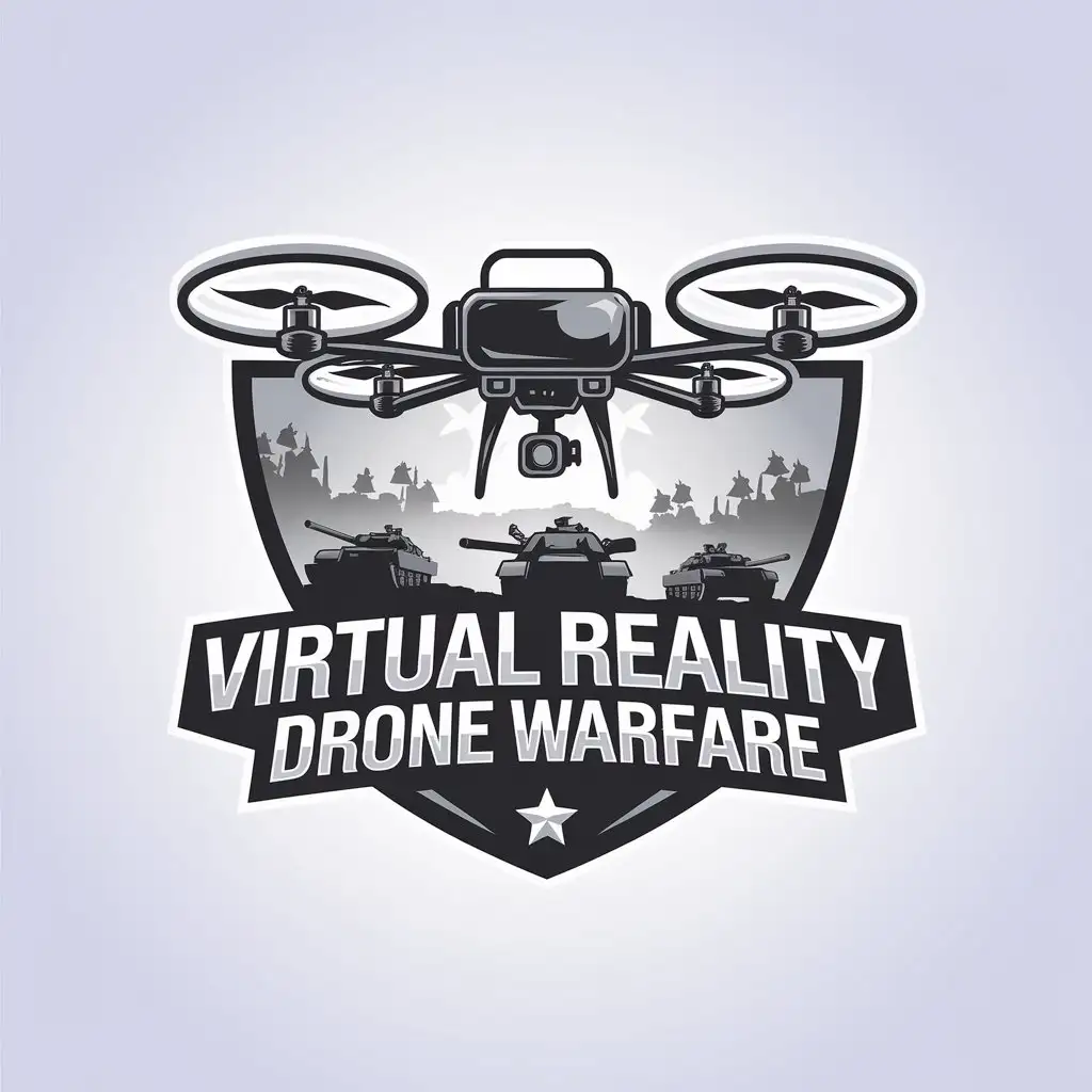 LOGO Design for Virtual Reality Drone Warfare Modern TechInspired Vector with Bold Drone and VR Elements