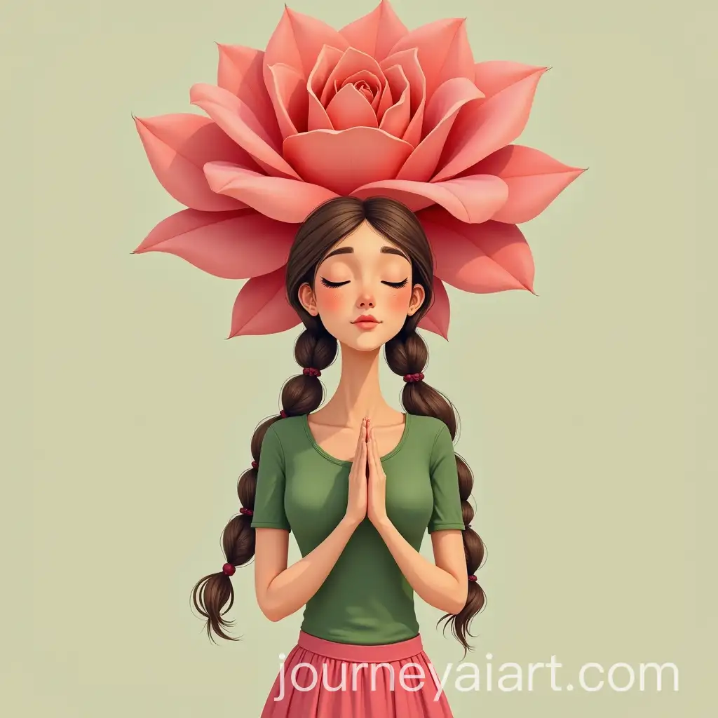 Innocent-Woman-Praying-with-Giant-Rose-Blooming-Above