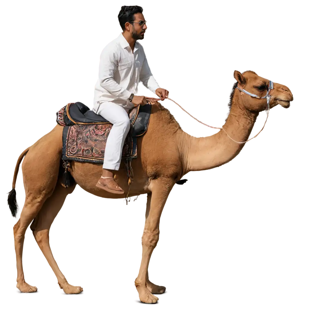 a man riding on a camel