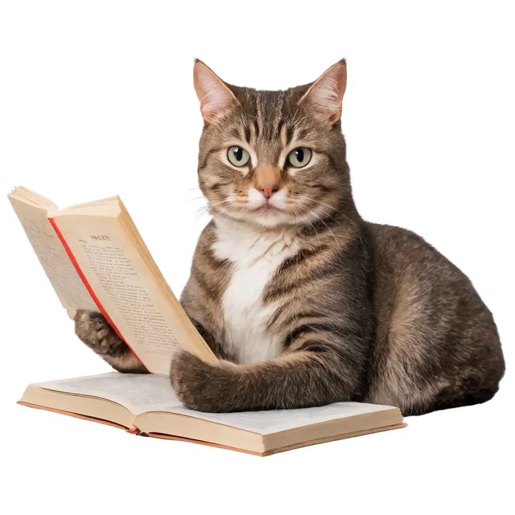 Cat-Reading-PNG-Image-Enhance-Your-Content-with-Feline-Charm