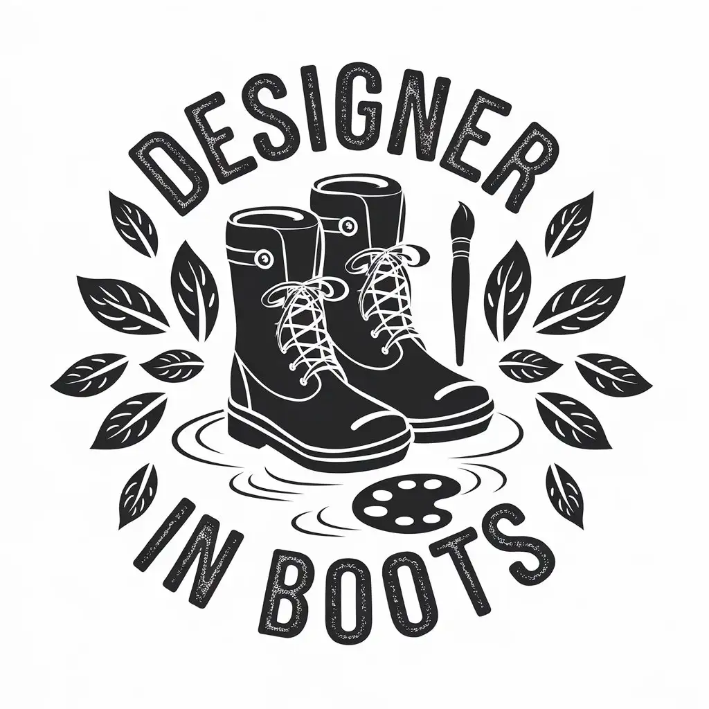 LOGO-Design-for-Designer-in-Boots-Artisanal-Aesthetic-with-Boots-Puddle-and-Palette