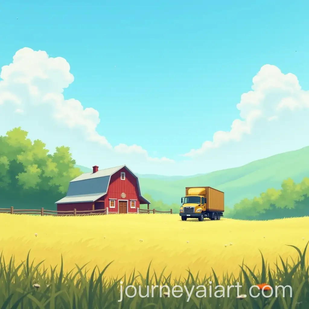 Tranquil-Anime-Countryside-Landscape-with-Barn-and-Truck