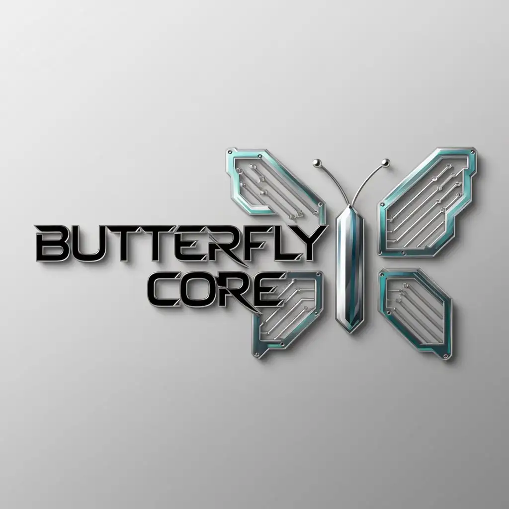 a logo design,with the text "Butterfly core", main symbol:science fiction butterfly,Moderate,be used in Technology industry,clear background