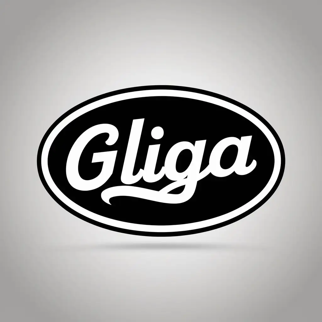 LOGO Design For GliGA Minimalistic Black Oval with Angled White Text for Construction Industry