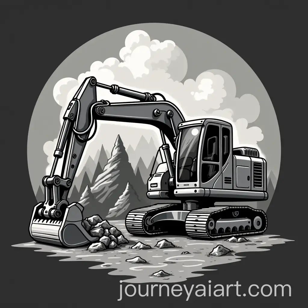 Black-and-White-Construction-Logo-Featuring-Hard-Hat-and-Mechanical-Shovel