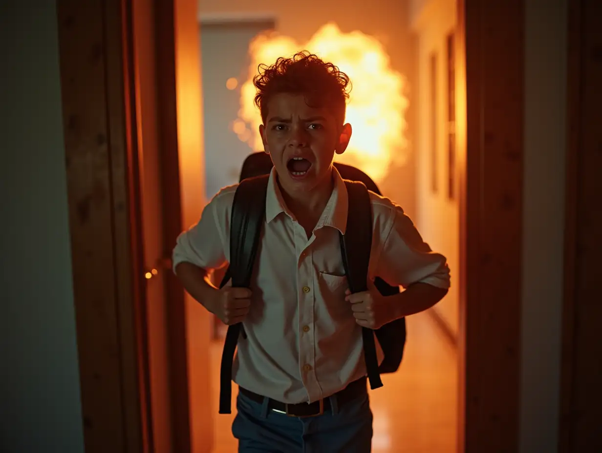 Teenager-in-School-UniformTeenager-with-fireball-entrance-with-Fireball-Entering-Home-Looking-Angry-and-Exhausted