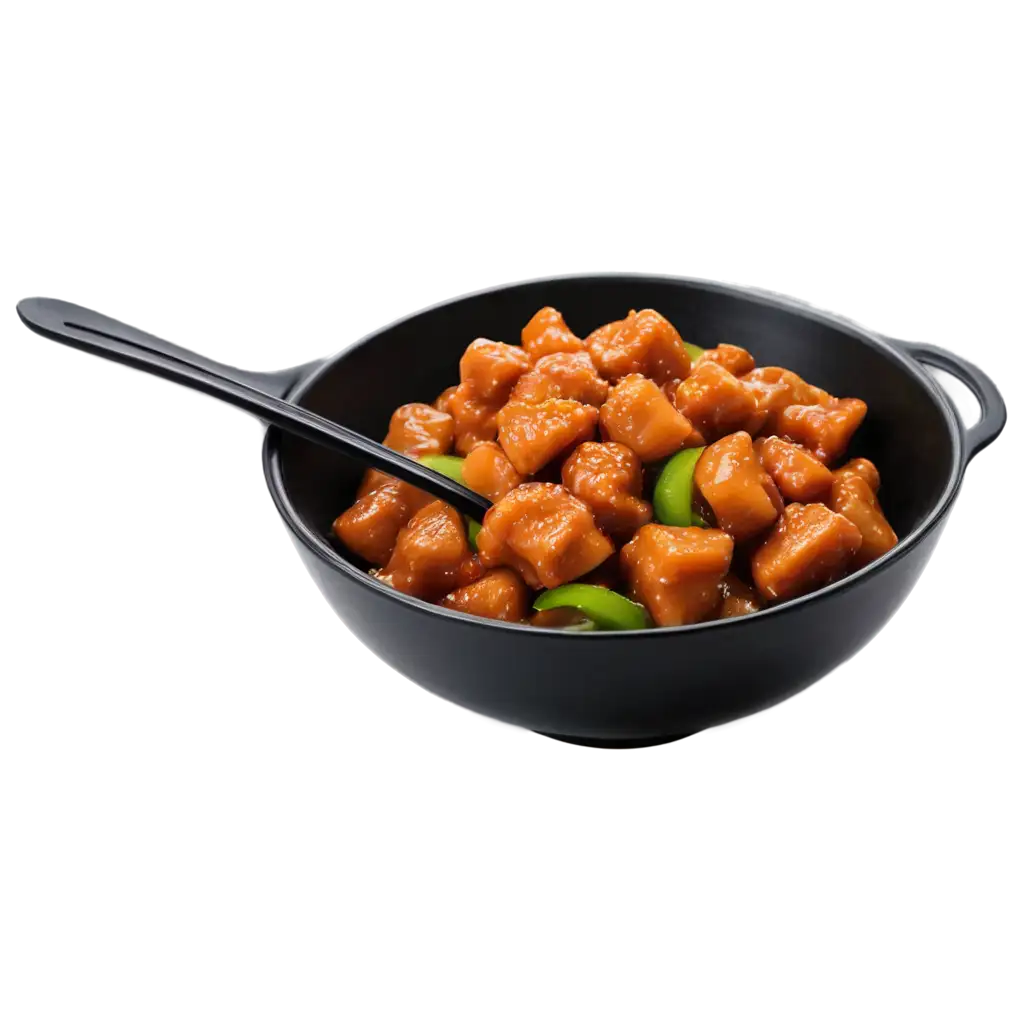 Sweet-and-Yummy-Sour-Pork-in-Black-Bowl-PNG-HighQuality-Image-for-Culinary-Designs