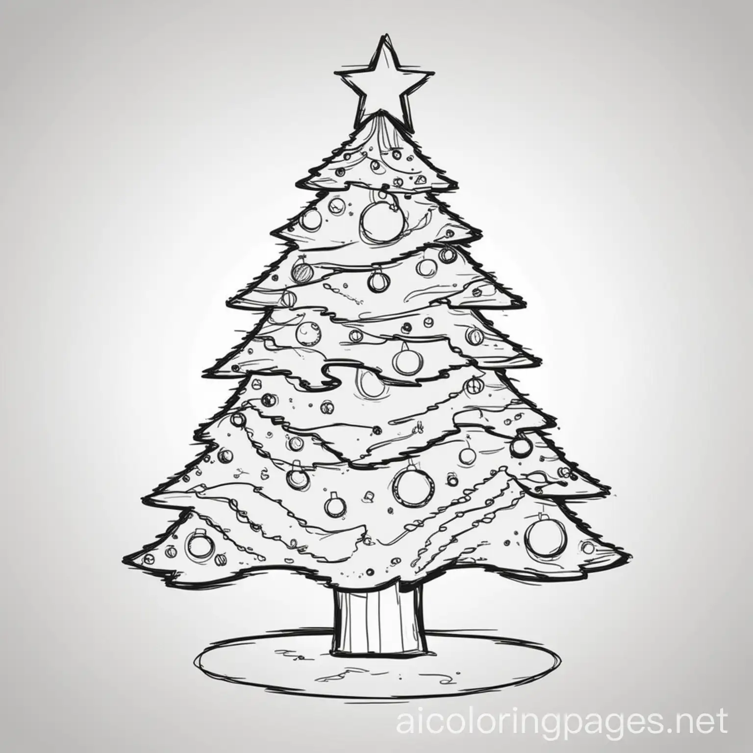 Christmas-Tree-Coloring-Page-with-Simple-Line-Art-on-White-Background