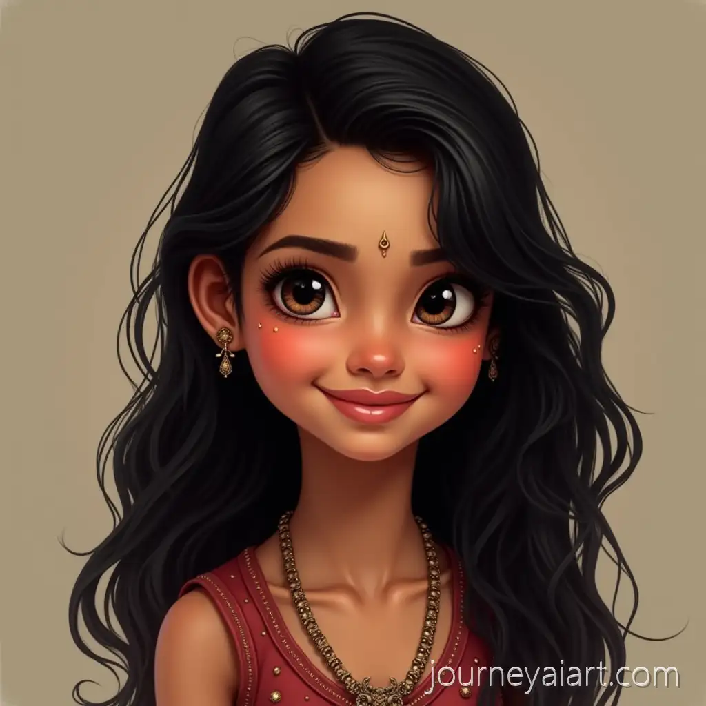 Radiant-Indian-Girl-with-Black-ShoulderLength-Hair-in-VibrantRadiant-Indian-girl-portrait-Traditional-Setting