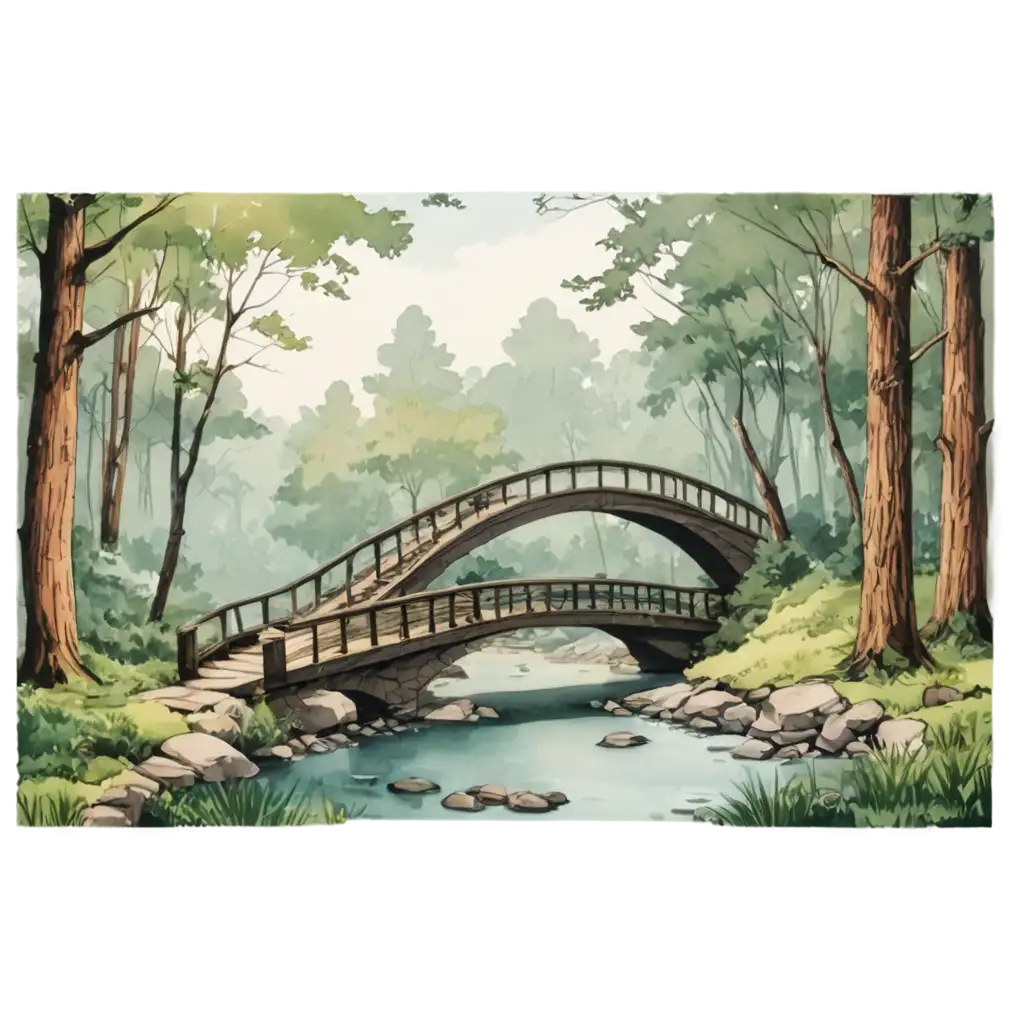 Old-Cartoon-Forest-and-Bridge-PNG-Image-for-Creative-Projects