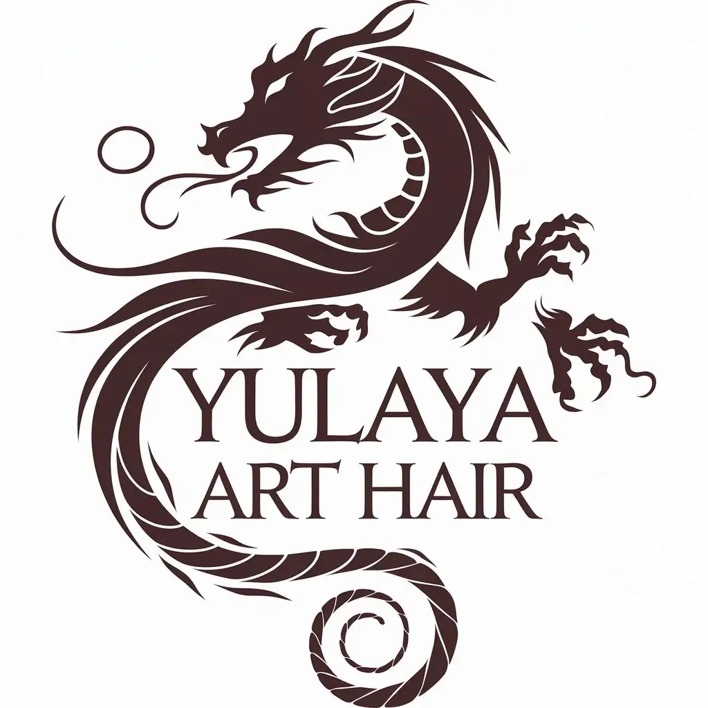 a vector logo design,with the text "Yulaya Art Hair ", main symbol:Dragon,Moderate,be used in Beauty Spa industry,clear background