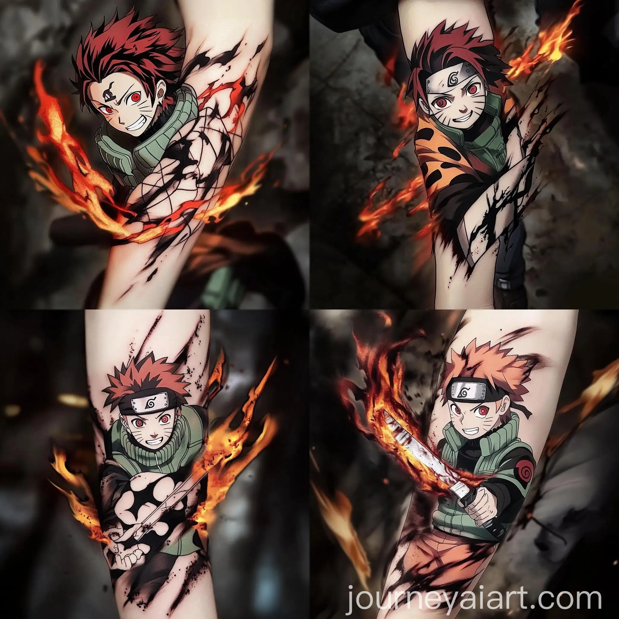 Anime-Character-Tattoo-Design-with-Tanjiro-and-Naruto-Uzumaki-Inspired-Face