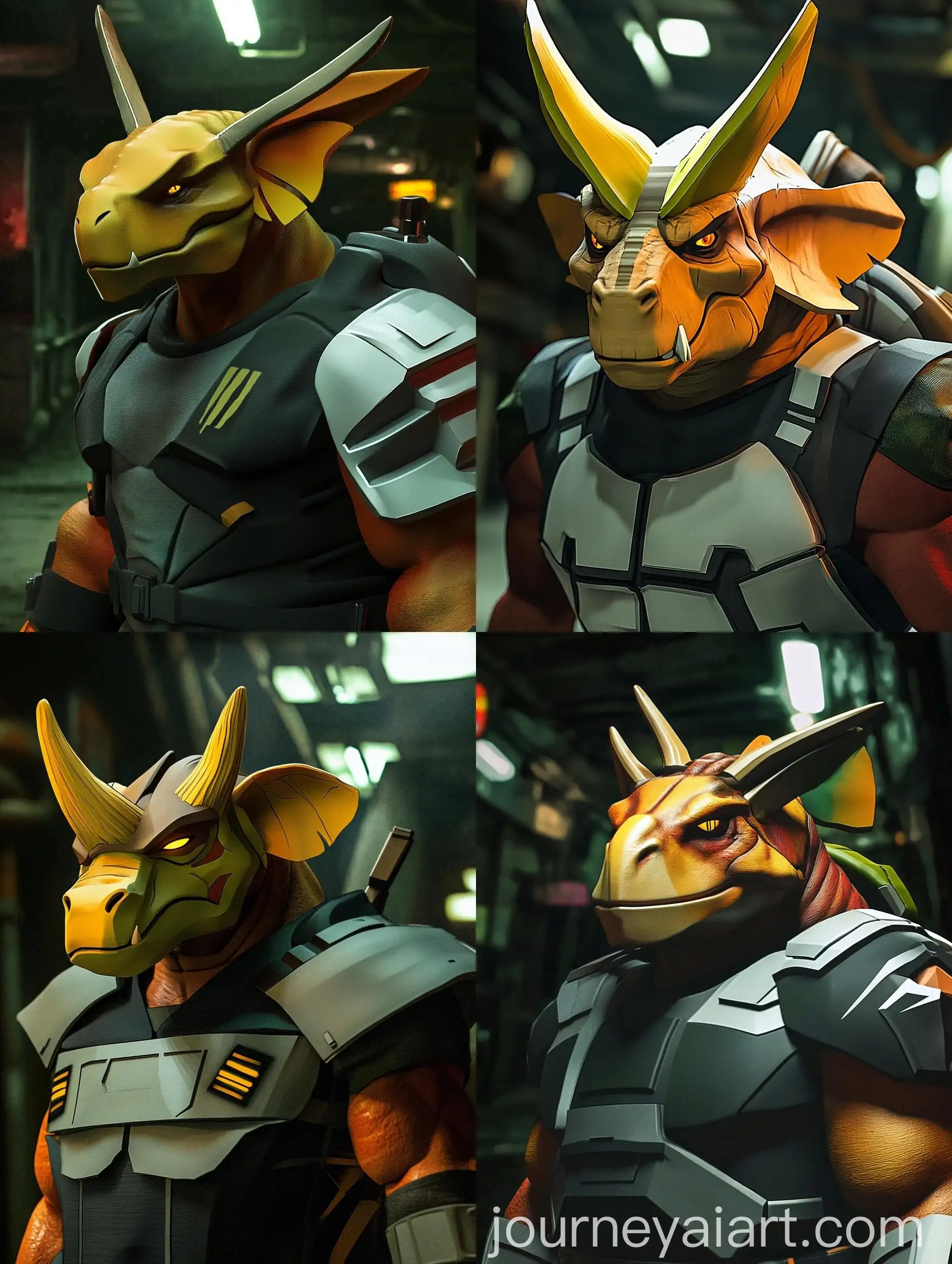 Sinister-Triceratops-Alien-in-Night-Alley