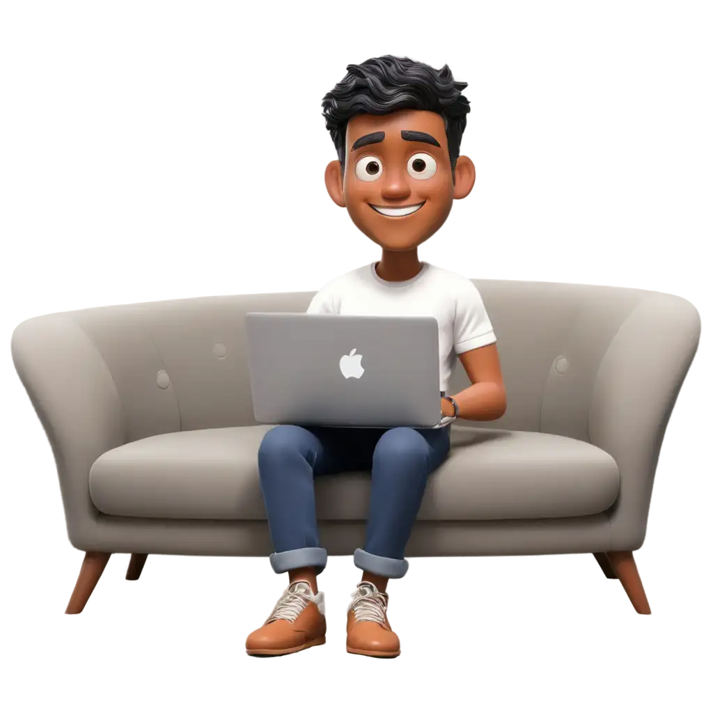 Cartoon-Man-Working-with-MacBook-on-Sofa-PNG-Image-Creative-Workspace-Illustration