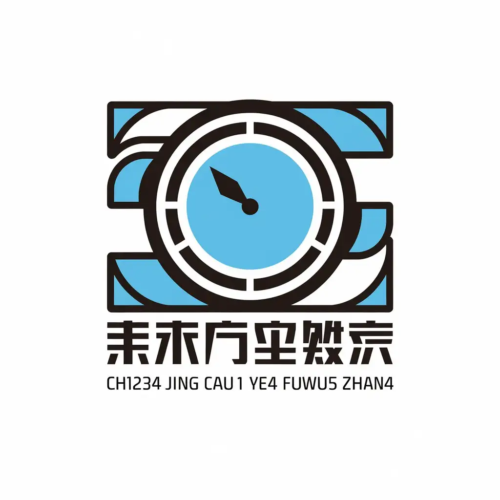 a vector logo design,with the text "chi234 jing cai1 ju4 ye4 fuwu5 zhan4", main symbol:15 minutes,Moderate,clear background